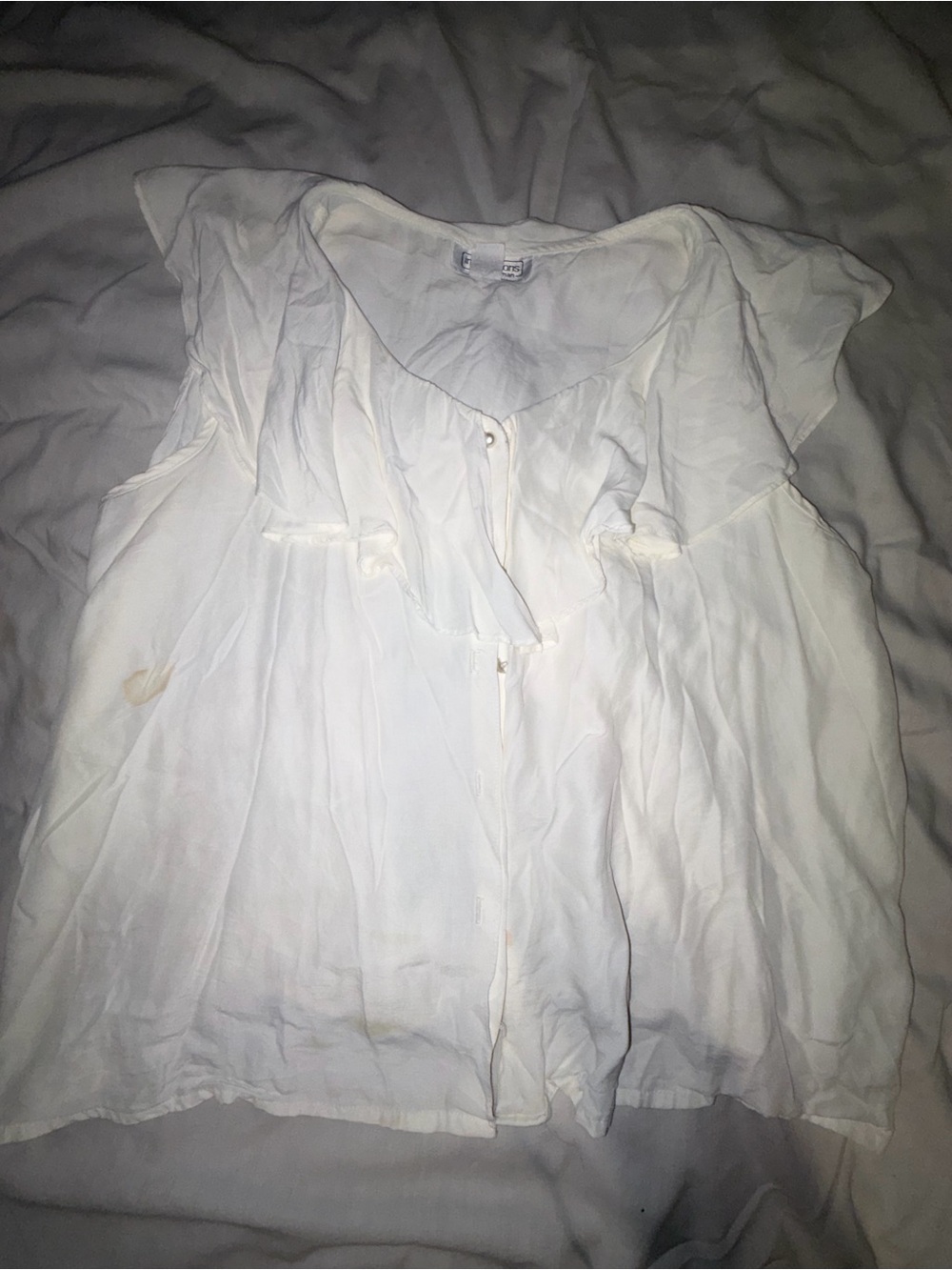 Stained Impressions White Ruffle Collar Sleeveless Blouse